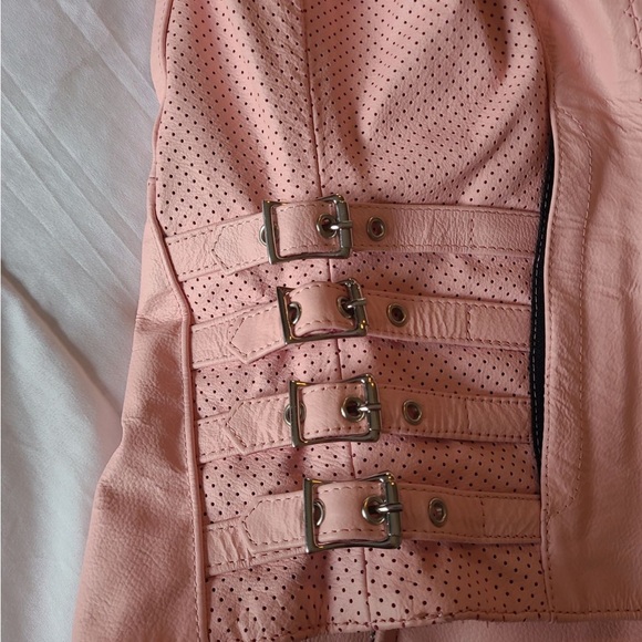 ICON Moto Leathers SMALL Motorcycle Jacket Pink Leather Full Zip Lined - Picture 6 of 10